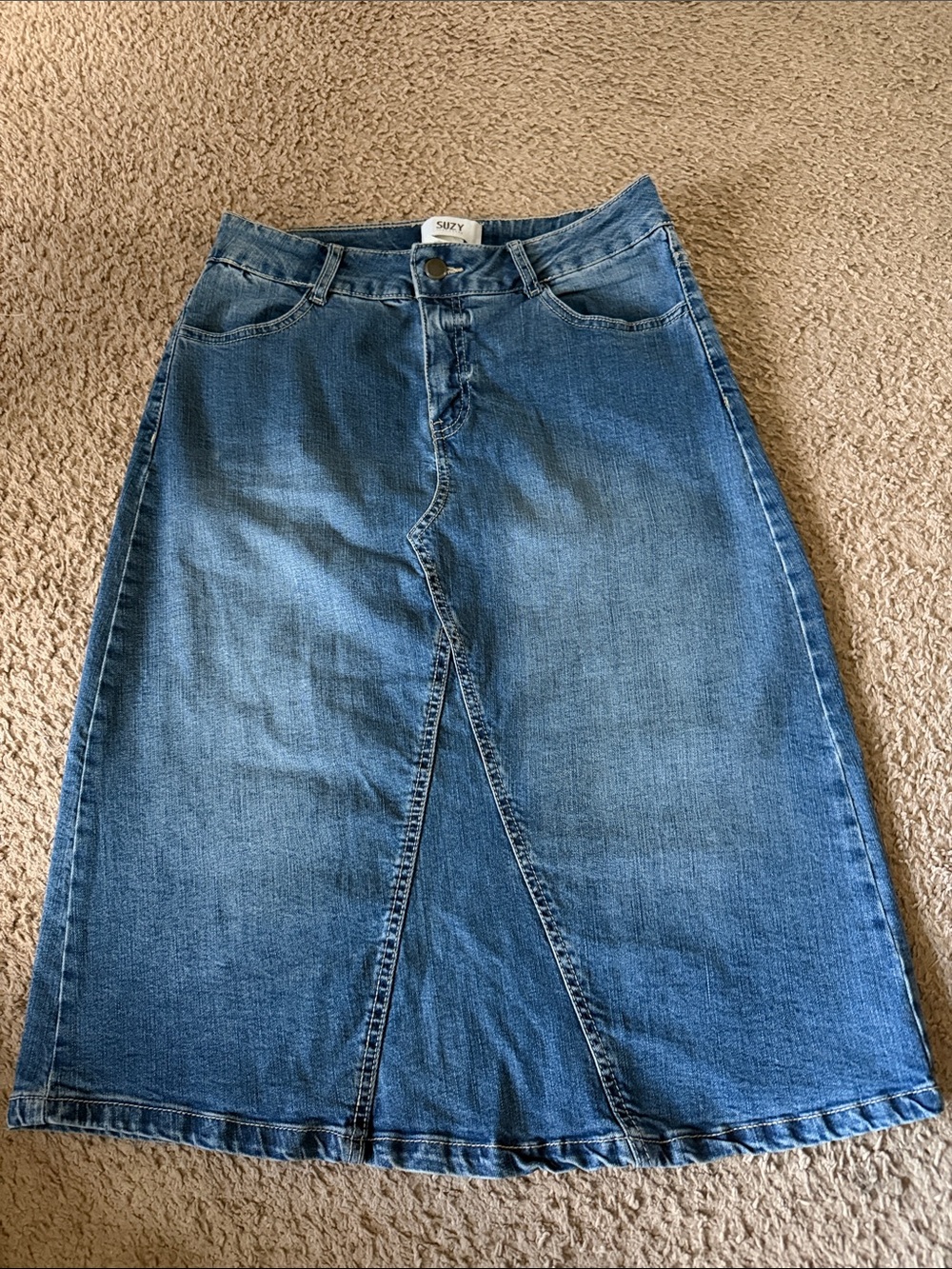 Suzy Shier Blue Denim A-Line Skirt
